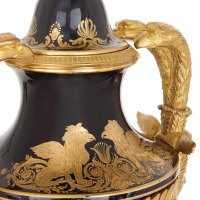 Empire style porcelain and gilt bronze Napoleon vase