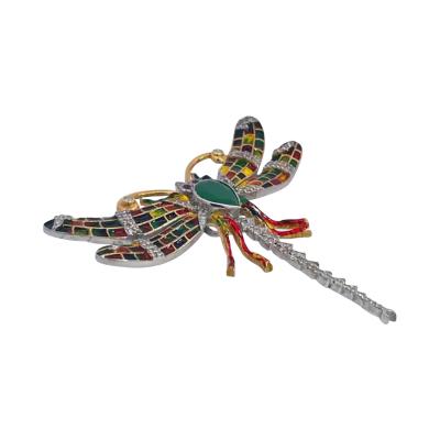 Enamel Dragonfly Diamond Pendant