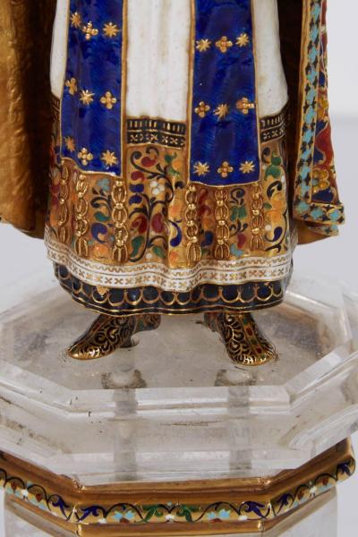 Enamel Gold and Rock Crystal Figure of Emperor Maximilian I by Reinhold Vasters