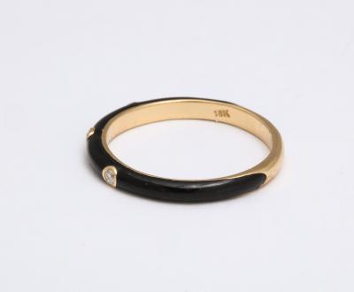 Enamel and Diamond Gold Stacking Rings