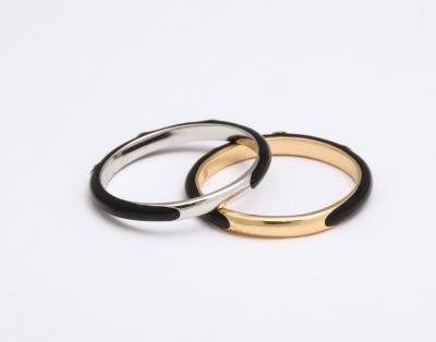 Enamel and Diamond Gold Stacking Rings