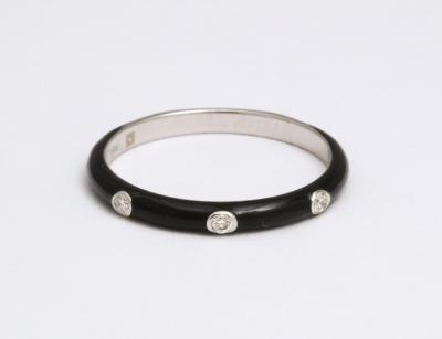 Enamel and Diamond Gold Stacking Rings