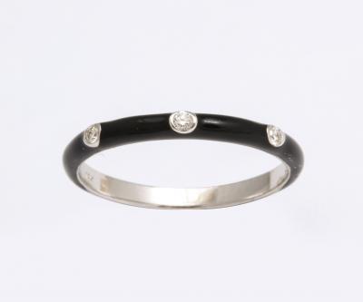 Enamel and Diamond Gold Stacking Rings