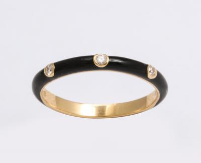 Enamel and Diamond Gold Stacking Rings
