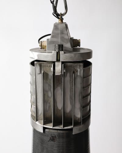 Enameled Metal Industrial Ceiling Light by Mazda France c 1960