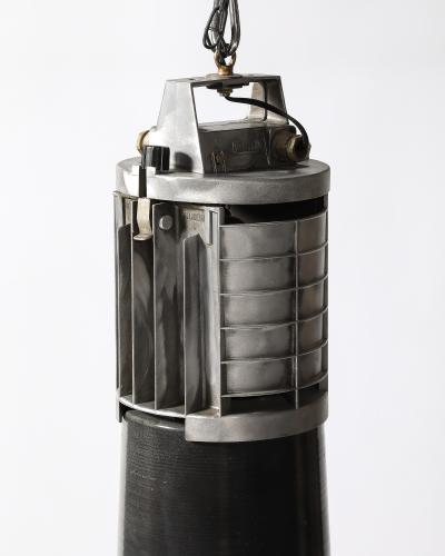 Enameled Metal Industrial Ceiling Light by Mazda France c 1960