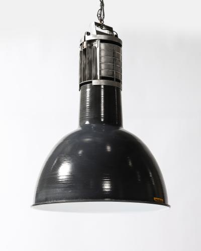 Enameled Metal Industrial Ceiling Light by Mazda France c 1960