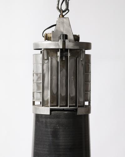 Enameled Metal Industrial Ceiling Light by Mazda France c 1960