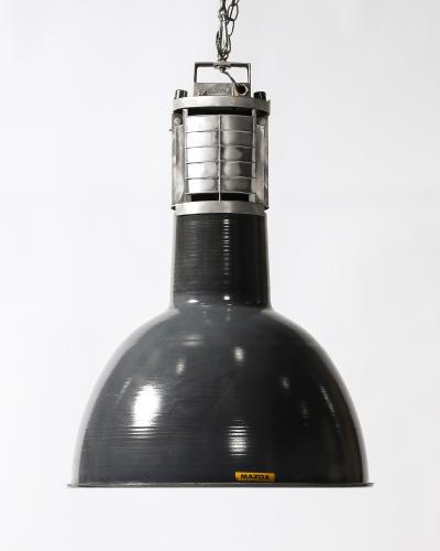 Enameled Metal Industrial Ceiling Light by Mazda France c 1960