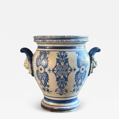Enameled cast iron planter Emaillerie du Bourget France circa 1875 1880