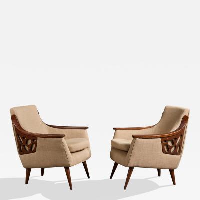 Englander Bonta Lounge Chairs with Wood and Fabric Argentina 1950s