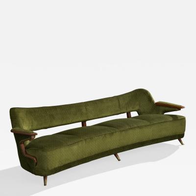 Englander Bonta Sofa with Wood Fabric and Brass Argentina 1950s