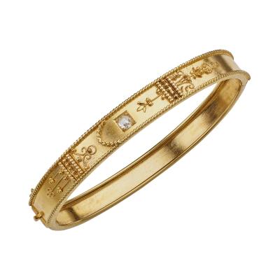 English 15K Gold and Diamond Bangle Bracelet