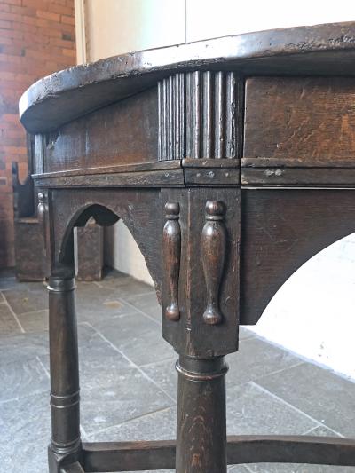English 17th Century Charles I Oak Demi lune Console Table