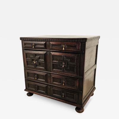 English 17th Century Jacobean Charles II Period Oak Paneled Chest of Drawers