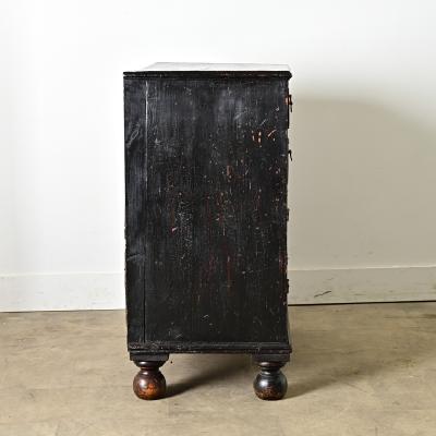 English 18th Century Ebonized Oak Carved Chest