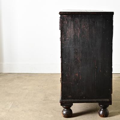 English 18th Century Ebonized Oak Carved Chest