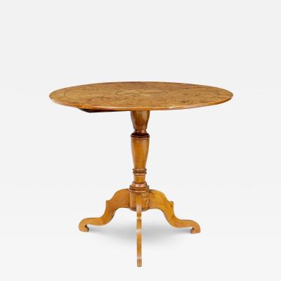 English 19th Century Alder Root Tilt Top Table with Turned Pedestal Tripod Base