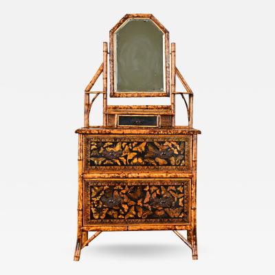 English 19th Century Bamboo Butterfly Motif Dresser