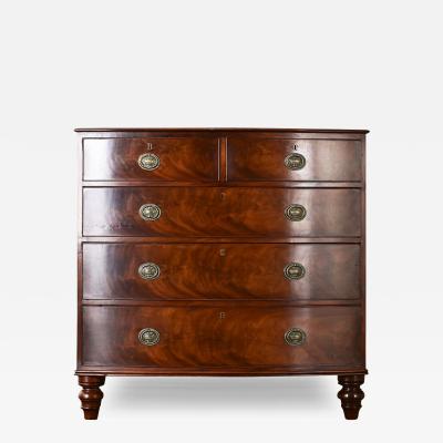 English 19th Century Bow Front Mahogany Chest