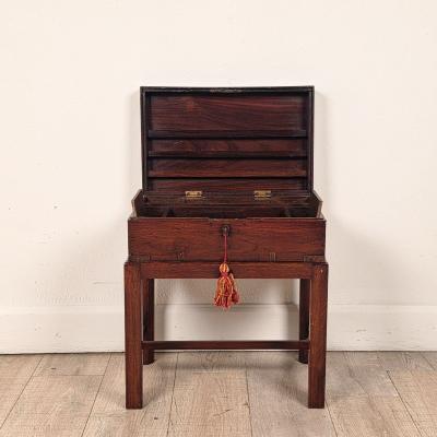 English 19th Century Brass Mounted Campaign Desk