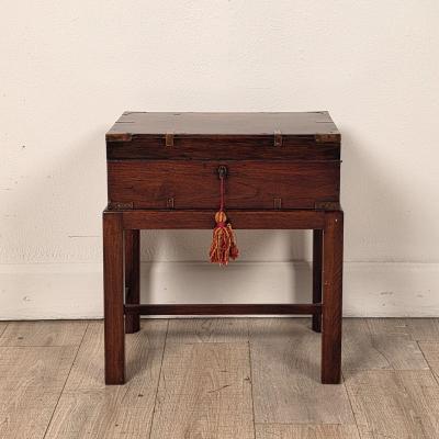 English 19th Century Brass Mounted Campaign Desk