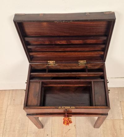 English 19th Century Brass Mounted Campaign Desk