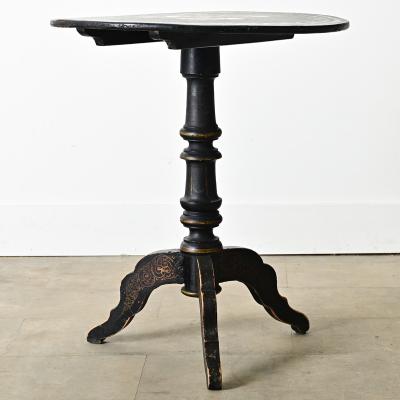 English 19th Century Ebonized Tilt top Tea Table