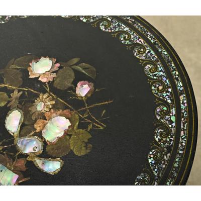 English 19th Century Ebonized Tilt top Tea Table