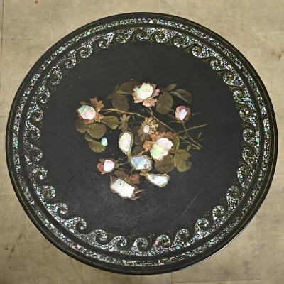 English 19th Century Ebonized Tilt top Tea Table