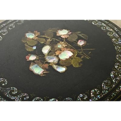 English 19th Century Ebonized Tilt top Tea Table