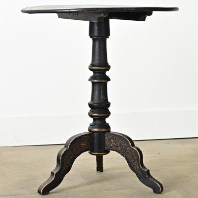 English 19th Century Ebonized Tilt top Tea Table