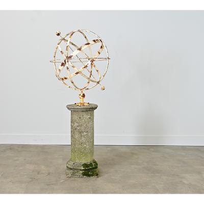 English 19th Century Garden Armillary Sphere on Column