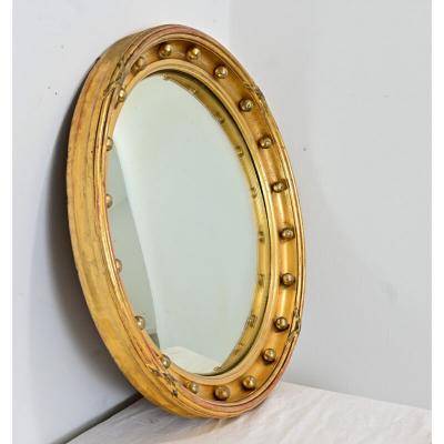 English 19th Century Giltwood Convex Bullseye Mirror