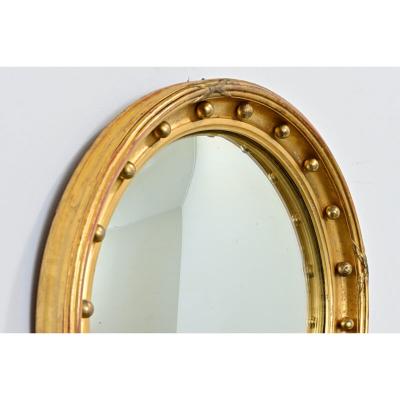 English 19th Century Giltwood Convex Bullseye Mirror
