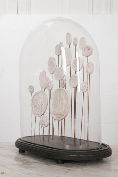 English 19th Century Glass Cloche with New Intaglios