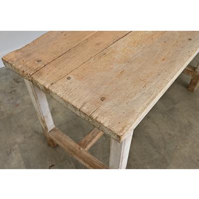 English 19th Century Limed Beech Prep Table