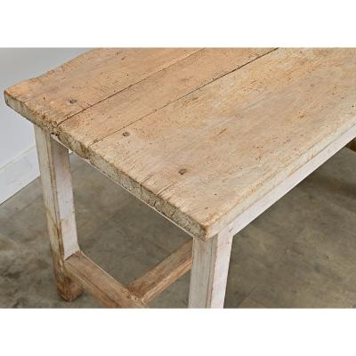 English 19th Century Limed Beech Prep Table
