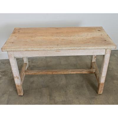 English 19th Century Limed Beech Prep Table