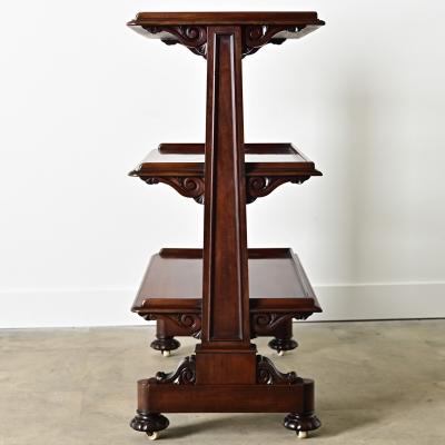 English 19th Century Mahogany Etagere on Casters