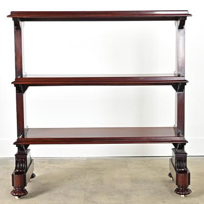 English 19th Century Mahogany Etagere on Casters