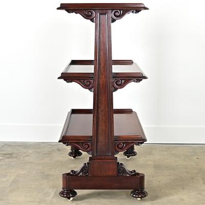 English 19th Century Mahogany Etagere on Casters