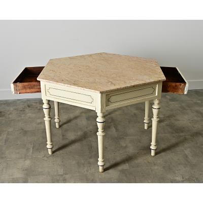 English 19th Century Octagonal Table with Marble Top