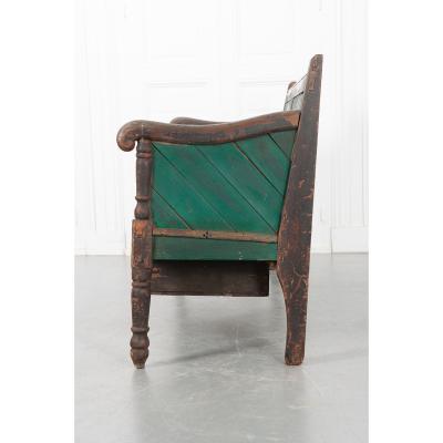 English 19th Century Painted Hall Bench