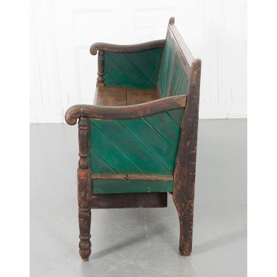 English 19th Century Painted Hall Bench