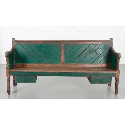 English 19th Century Painted Hall Bench