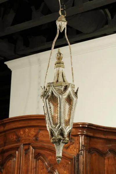 English 19th Century Painted Iron Gothic Revival Period Lanterns Sold Per Pair