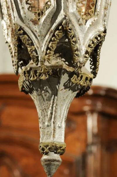 English 19th Century Painted Iron Gothic Revival Period Lanterns Sold Per Pair