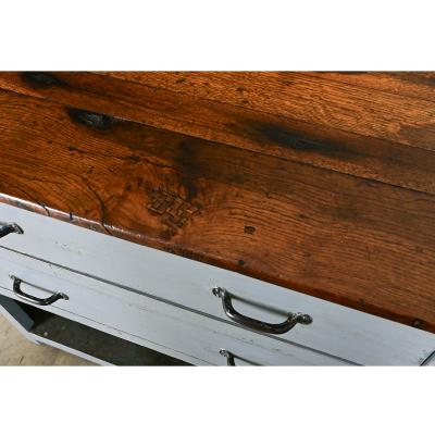 English 19th Century Painted Work Table Chest