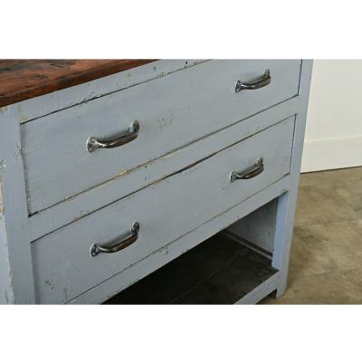 English 19th Century Painted Work Table Chest
